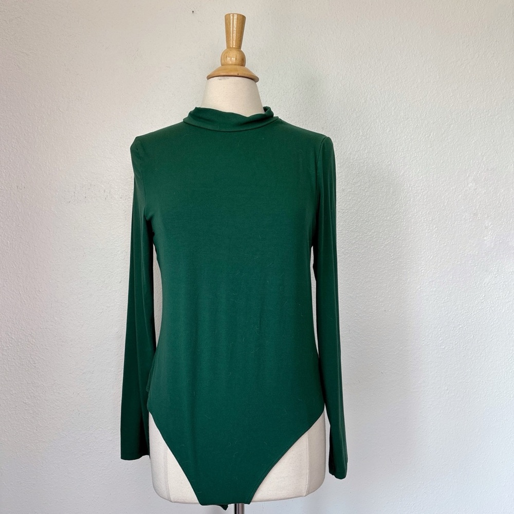 a new day Solid Forest Green Mock Neck Long Sleeve Bodysuit